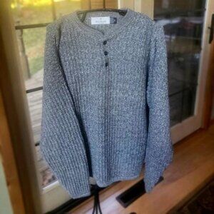 Bill Blass 3 Button Crew Neck Knit Wool‎ Long Sleeve Pullover Warm Sz 2X Sweater